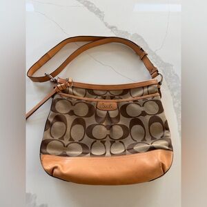Coach Canvas Shoulder Bag in Brown and Tan